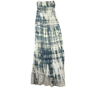 Hard Tail Forever Tie Dye Strapless Maxi Dress Size XS White Blue Beach Boho